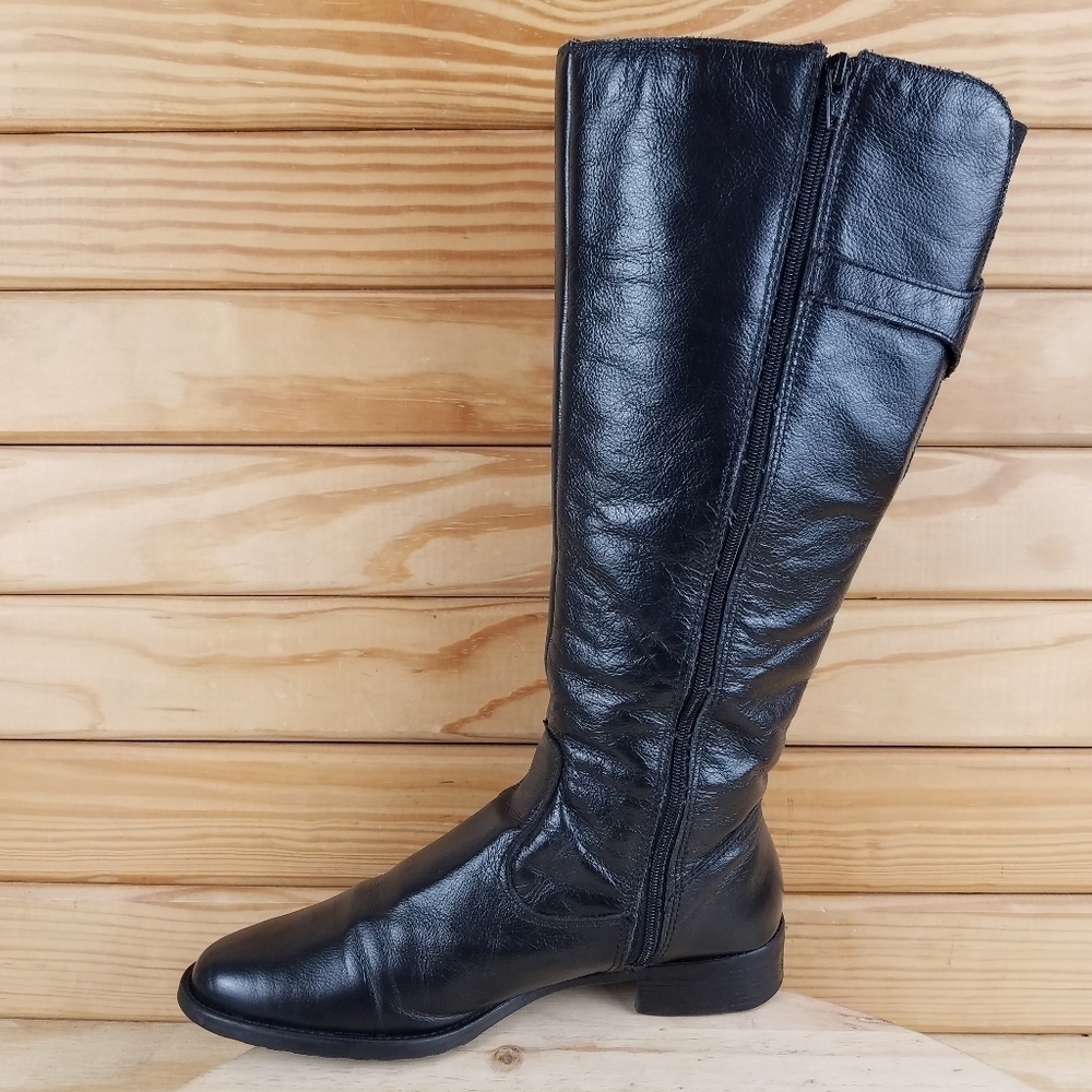 Vintage NARDUCCI Black BOHO Western Biker Leather Riding Boots Side Zip 37 EUR - Picture 10 of 12